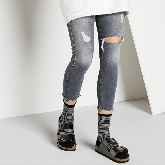 Birkenstock Black and White Striped Socks - Picture 1 of 3